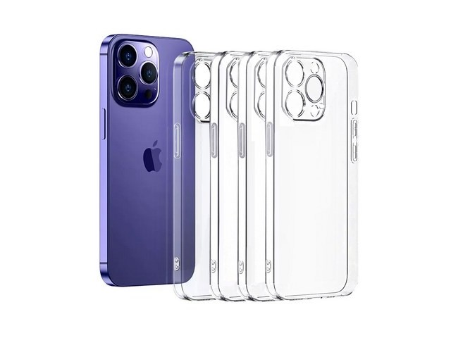 [아이폰15프로맥스 케이스] 현명한 선택 아이엔조이 슬림 카메라 보호 젤리 투명 케이스 4개