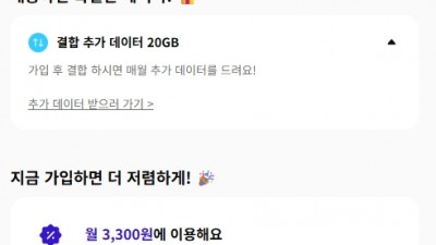 [핀다이렉트] 알뜰폰 100기가 5mb skt망 4개월 (역대급) (3,300원) (무료)
